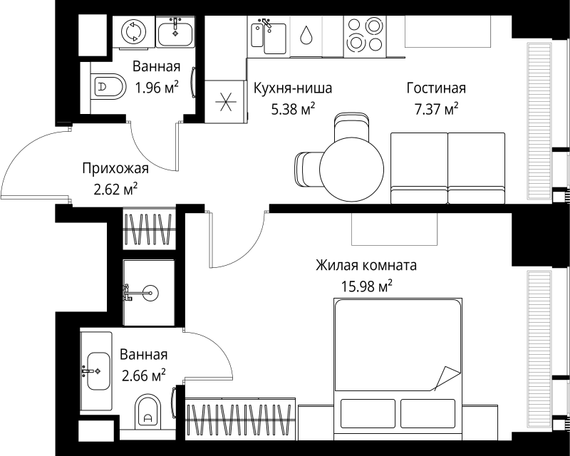 1 ккв 36 м²
