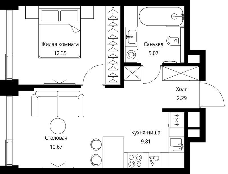 2 ккв (Евро) 40,2 м²