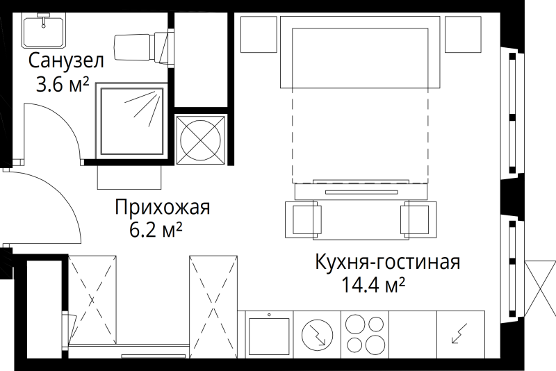 Студия 24,2 м²