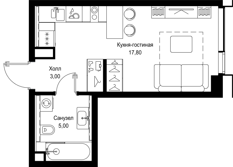 Студия 25,8 м²
