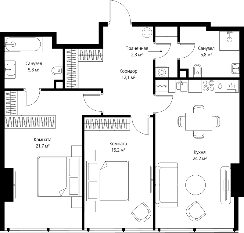 3 ккв (Евро) 87,1 м²