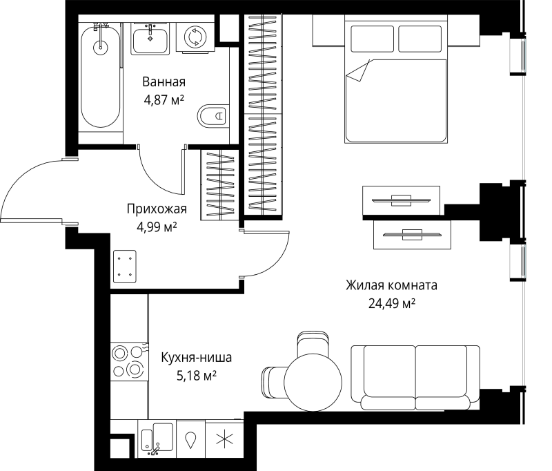 2 ккв (Евро) 39,5 м²