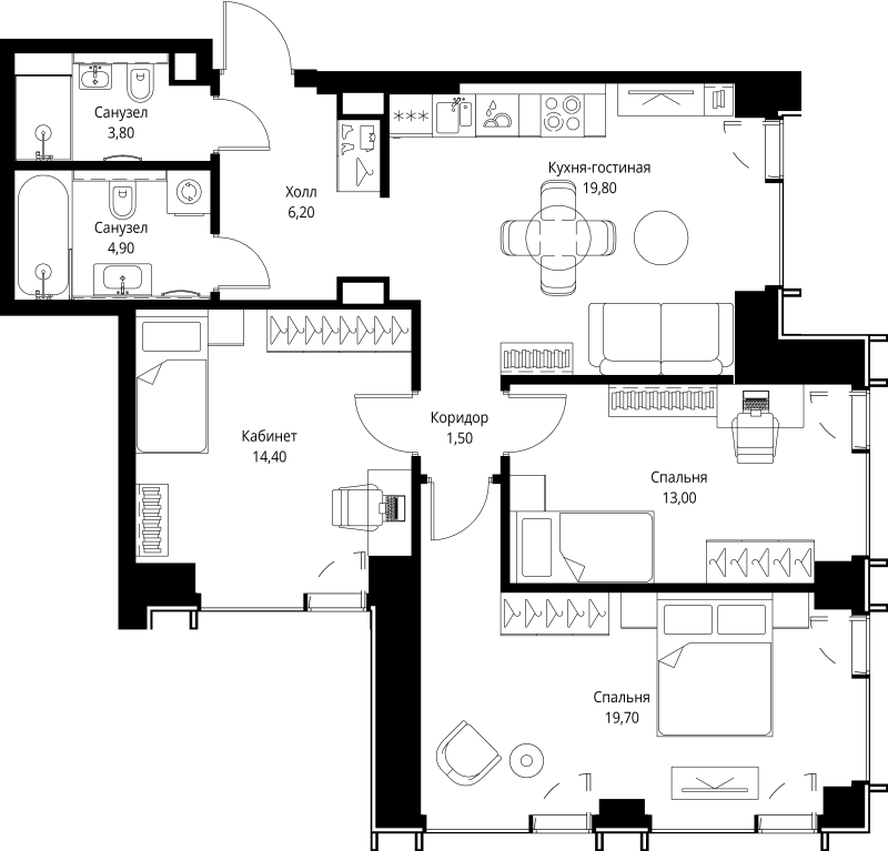 4 ккв (Евро) 85,1 м²
