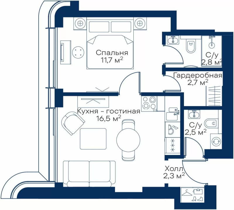 2 ккв (Евро) 38 м²