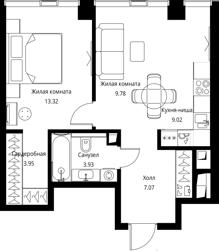 2 ккв (Евро) 47,1 м²