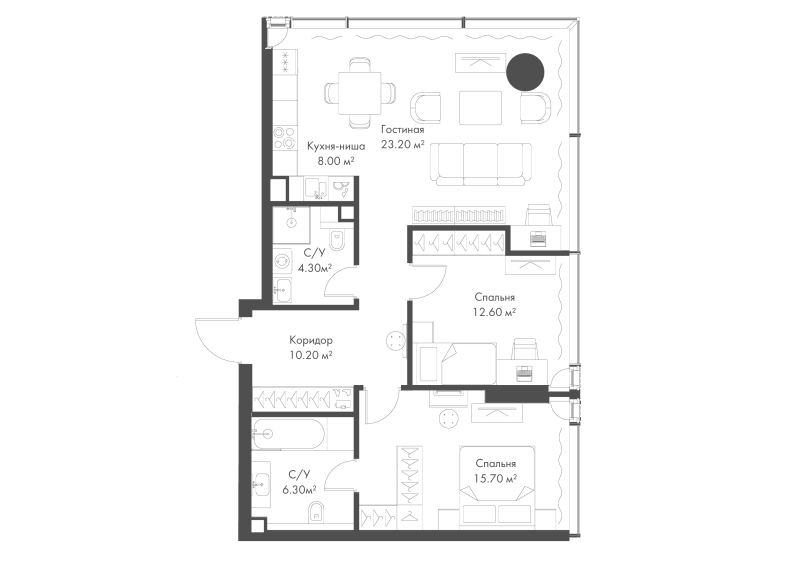 3 ккв (Евро) 80,3 м²