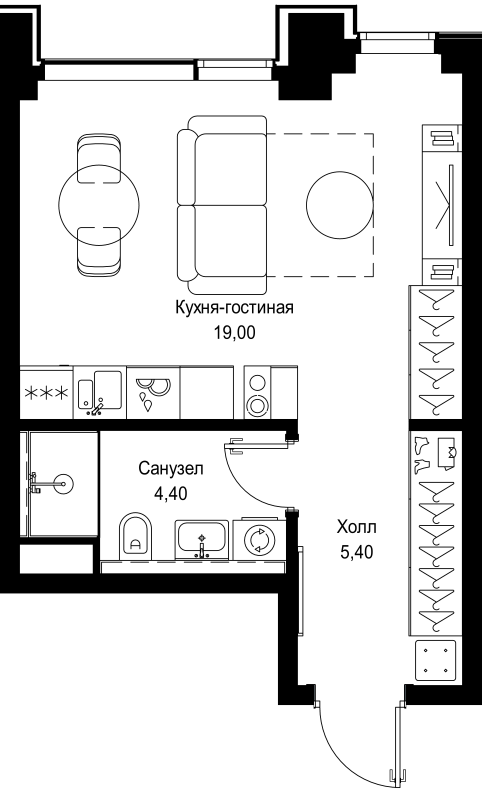 Студия 28,8 м²