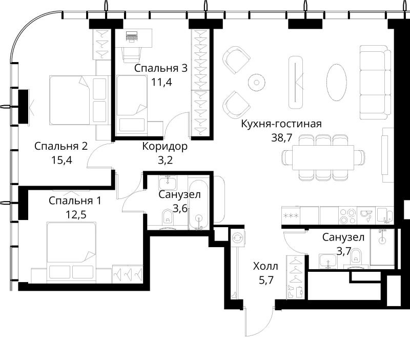 4 ккв (Евро) 94,2 м²