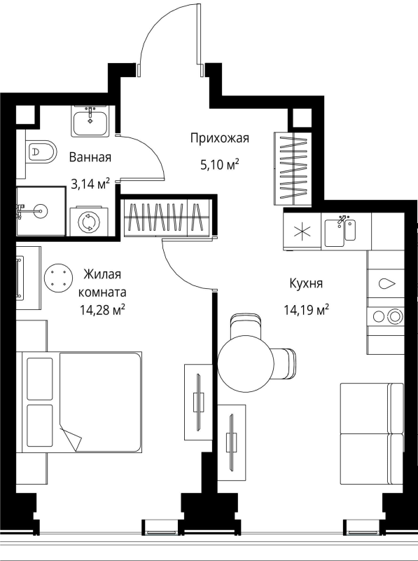 1 ккв 36,7 м²