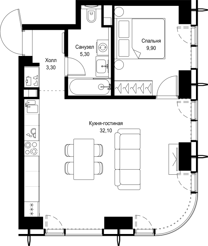 2 ккв (Евро) 50,6 м²