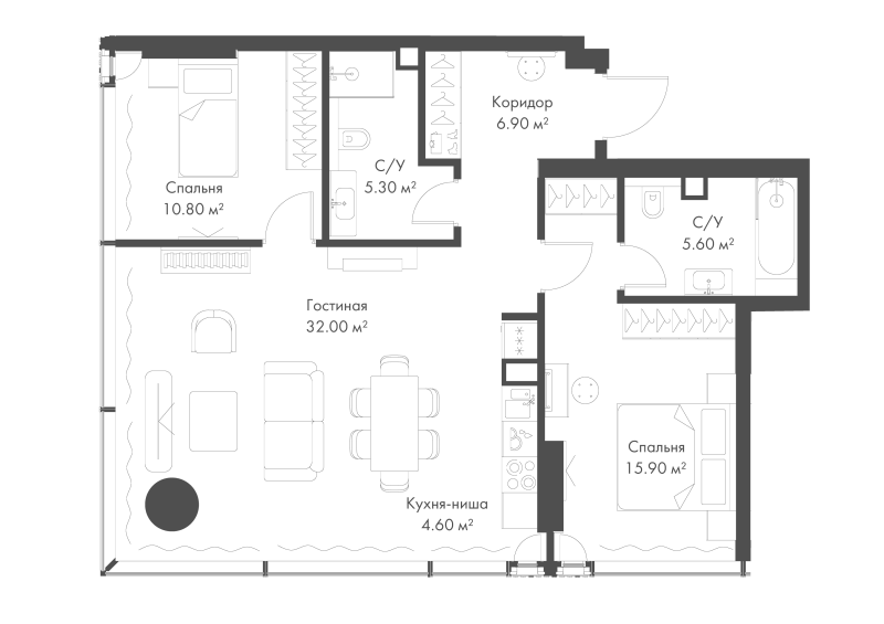 3 ккв (Евро) 81,1 м²