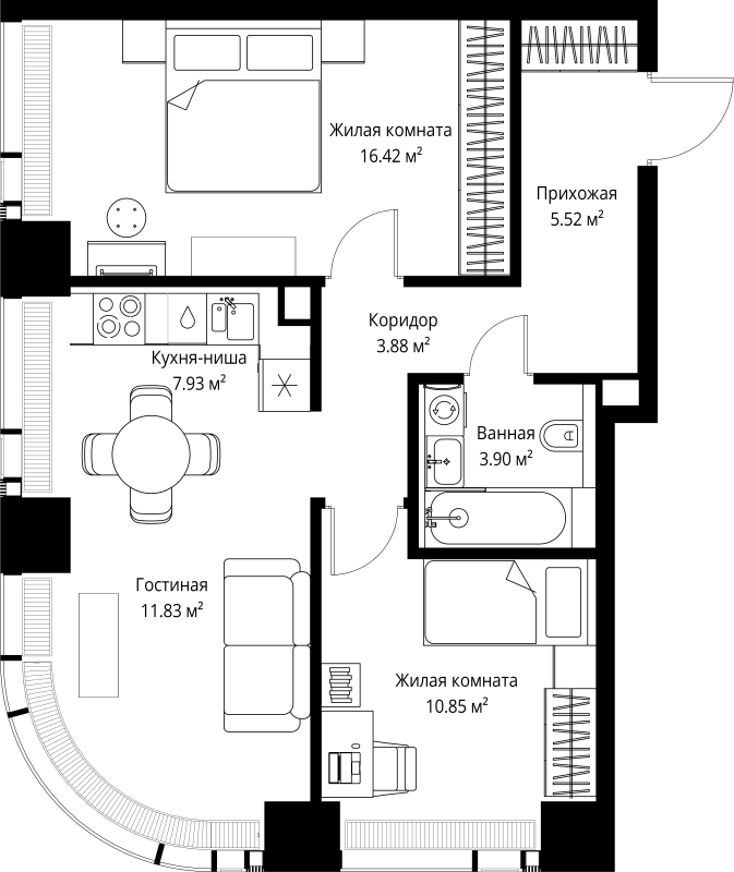 3 ккв (Евро) 60,3 м²