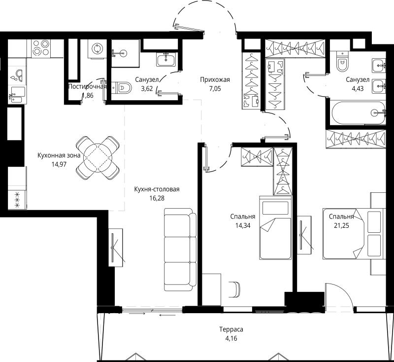 3 ккв (Евро) 89,3 м²