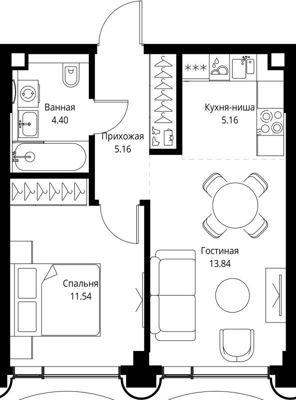 2 ккв (Евро) 40,1 м²