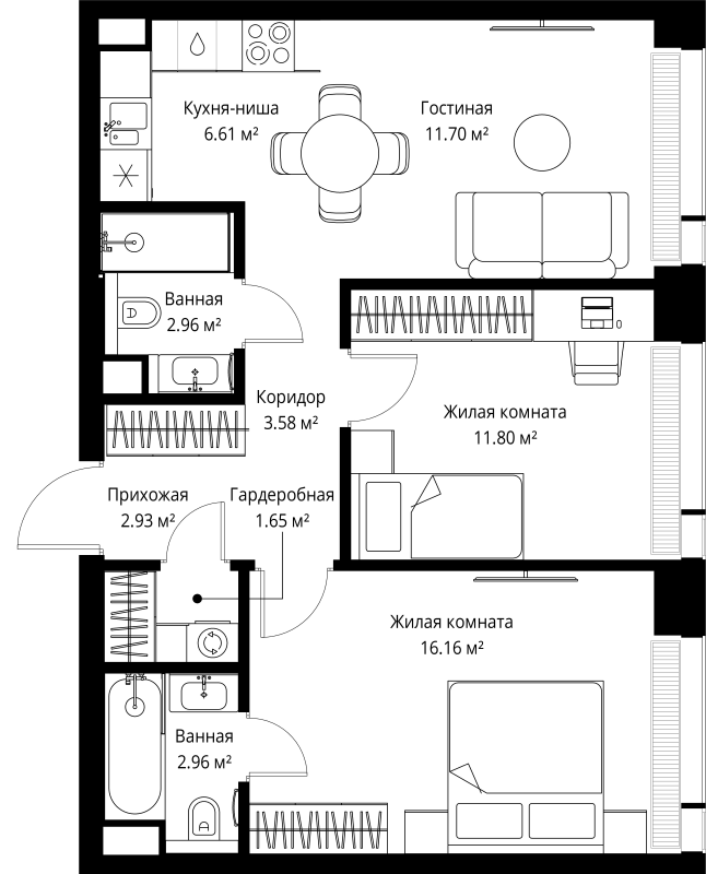 3 ккв (Евро) 60,4 м²