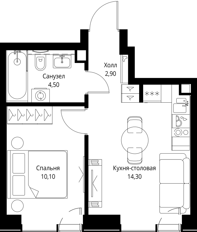 1 ккв 31,8 м²