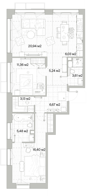 3 ккв (Евро) 78,9 м²