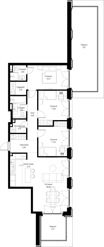 4 ккв (Евро) 102,7 м²