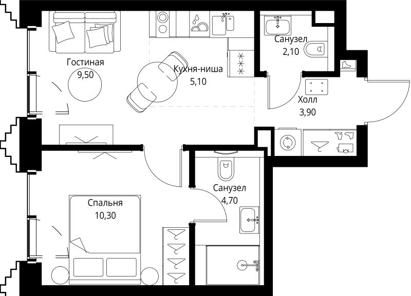 1 ккв 35,9 м²