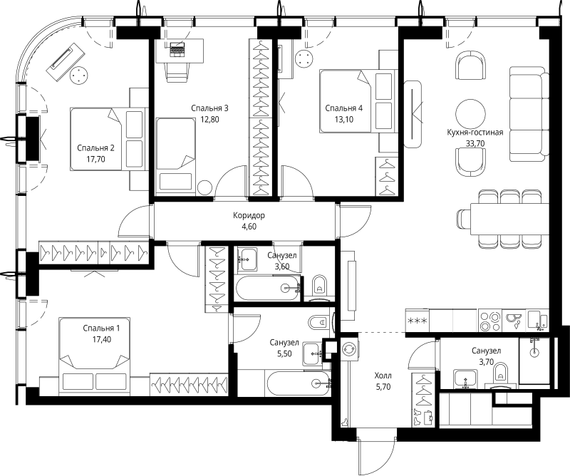 5 ккв (Евро) 117,8 м²