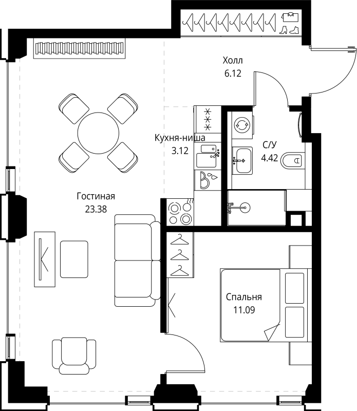 2 ккв (Евро) 48,1 м²