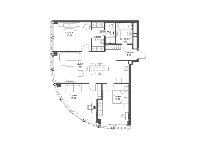 4 ккв (Евро) 114,4 м²