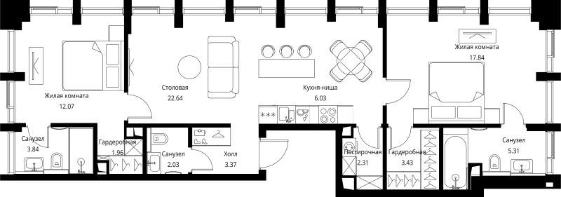 3 ккв (Евро) 80,8 м²