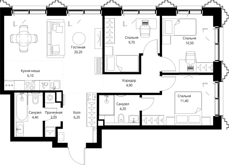 4 ккв (Евро) 80,6 м²