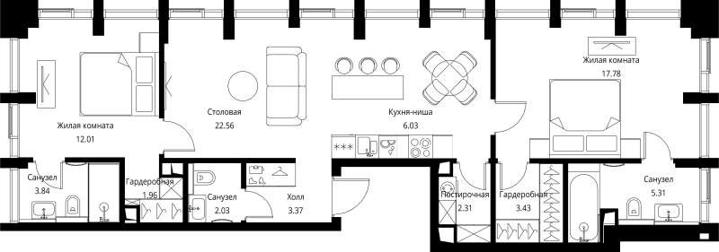 3 ккв (Евро) 80,6 м²