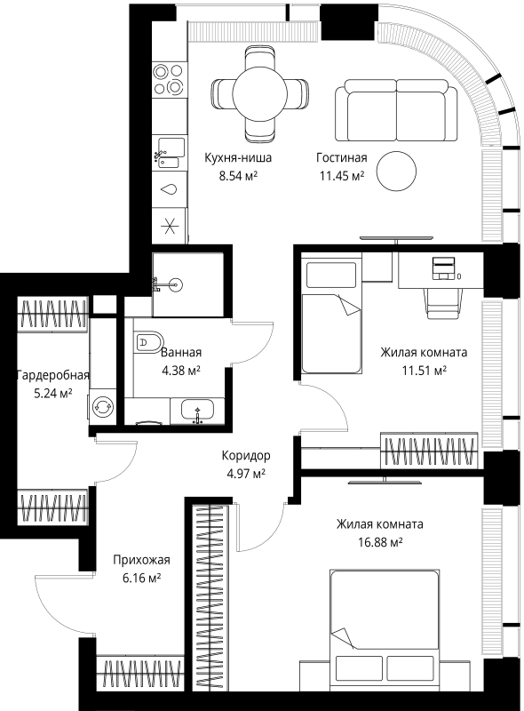 3 ккв (Евро) 69,1 м²
