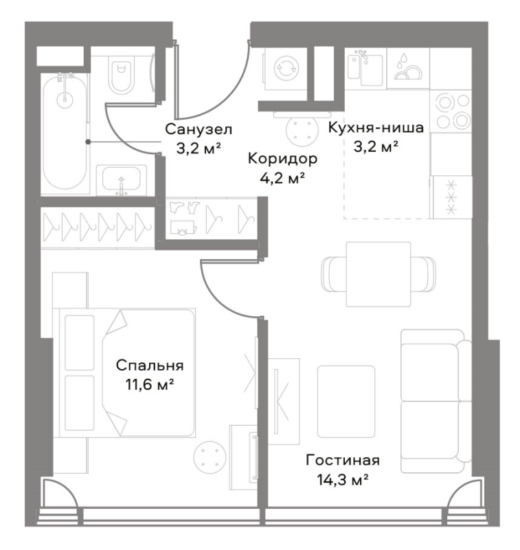 3 ккв (Евро) 85,7 м²
