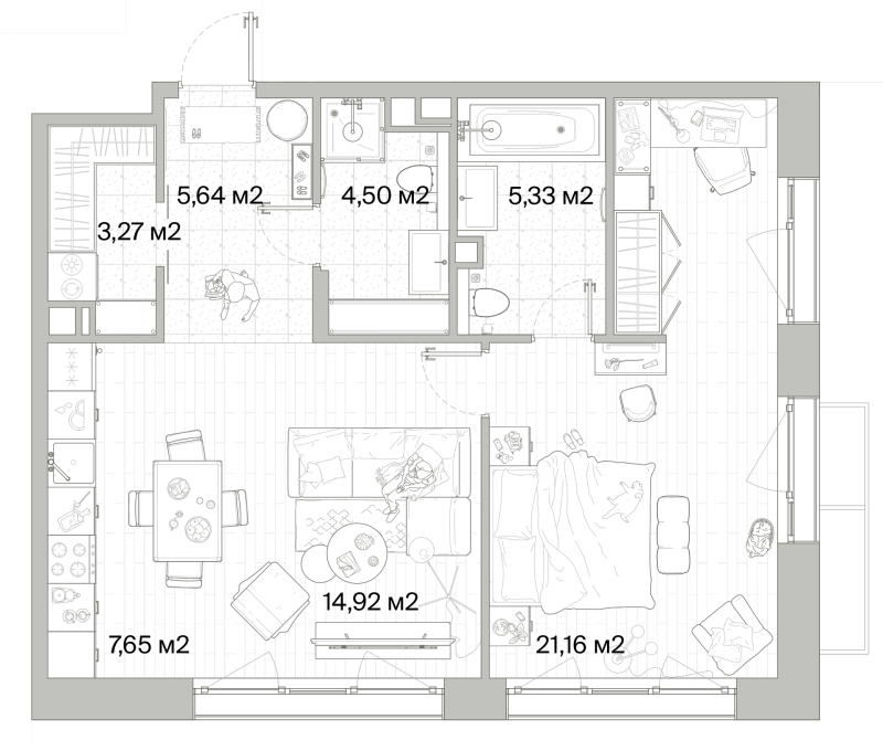2 ккв (Евро) 62,5 м²