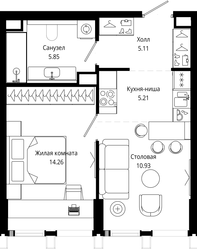 2 ккв (Евро) 41,6 м²
