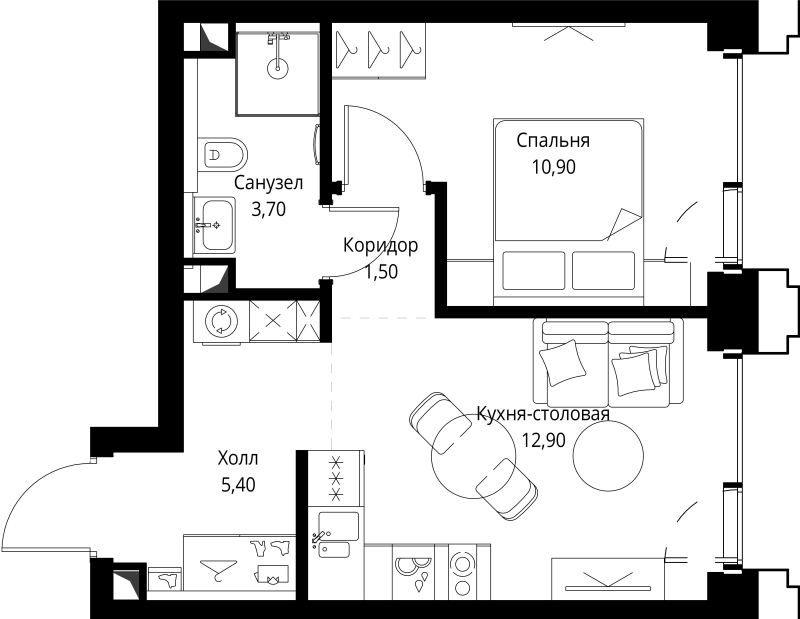 1 ккв 34,8 м²
