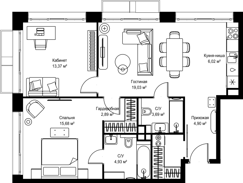 3 ккв (Евро) 73,8 м²