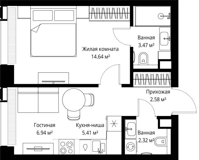 1 ккв 35,4 м²