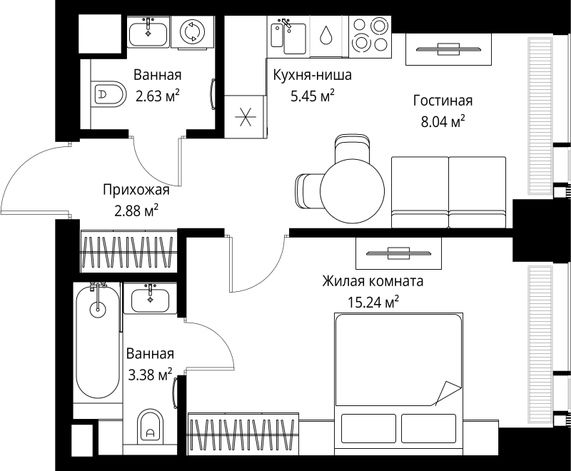 1 ккв 37,6 м²