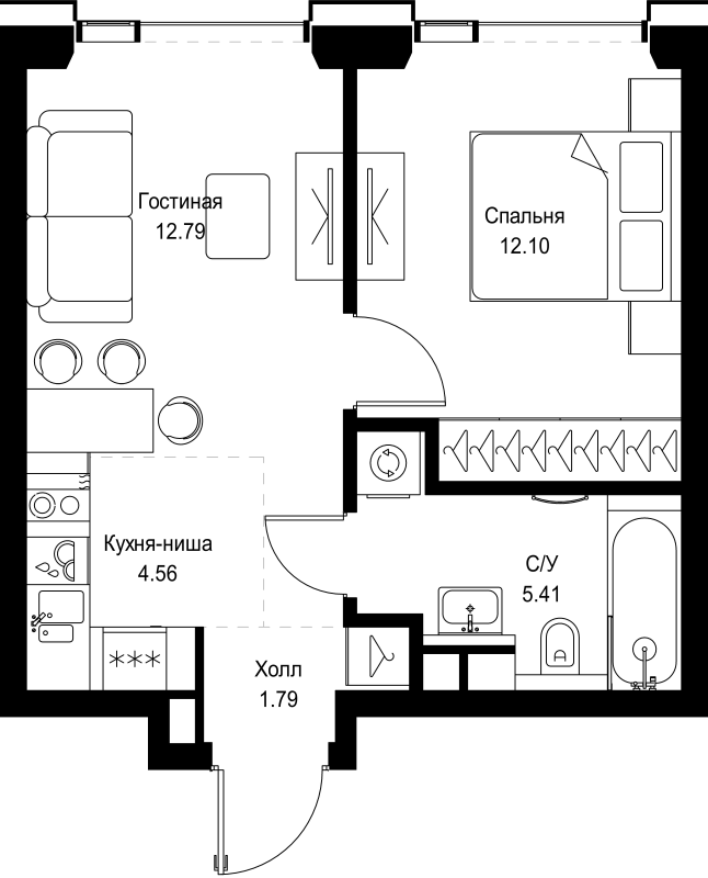 2 ккв (Евро) 36,7 м²