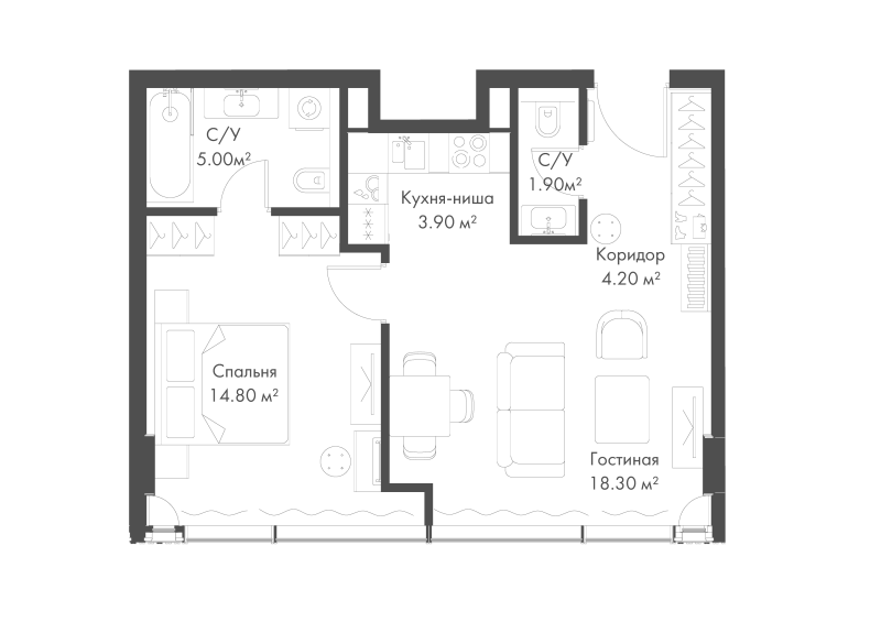 2 ккв (Евро) 48,1 м²