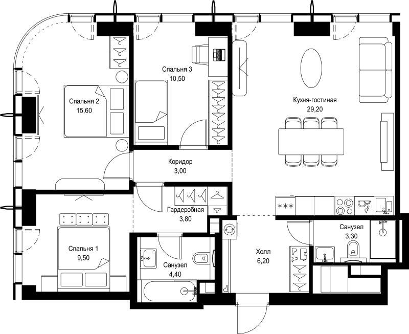 4 ккв (Евро) 85,5 м²