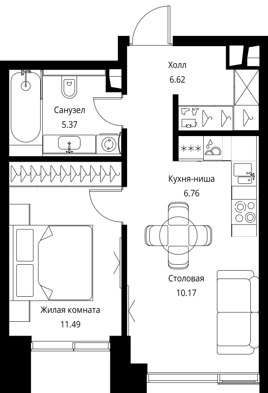 2 ккв (Евро) 40,4 м²