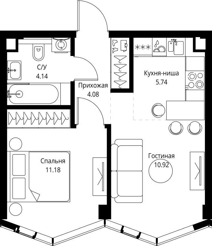 2 ккв (Евро) 36,1 м²