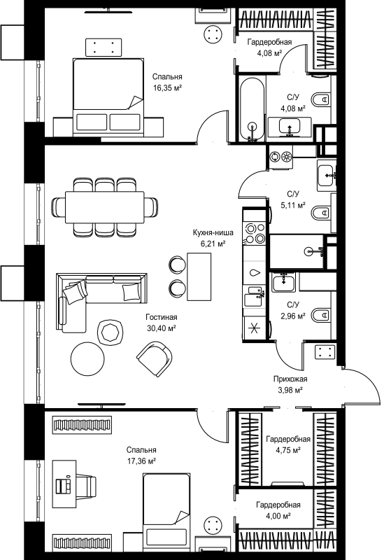 3 ккв (Евро) 99,3 м²