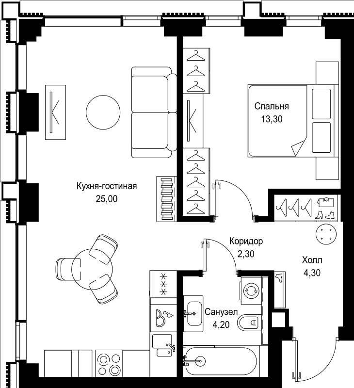 2 ккв (Евро) 49,1 м²