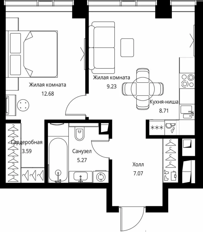 2 ккв (Евро) 46,6 м²