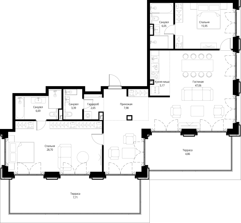 3 ккв (Евро) 136,2 м²