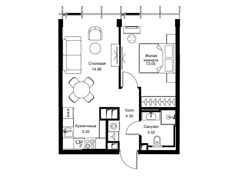 2 ккв (Евро) 41,5 м²