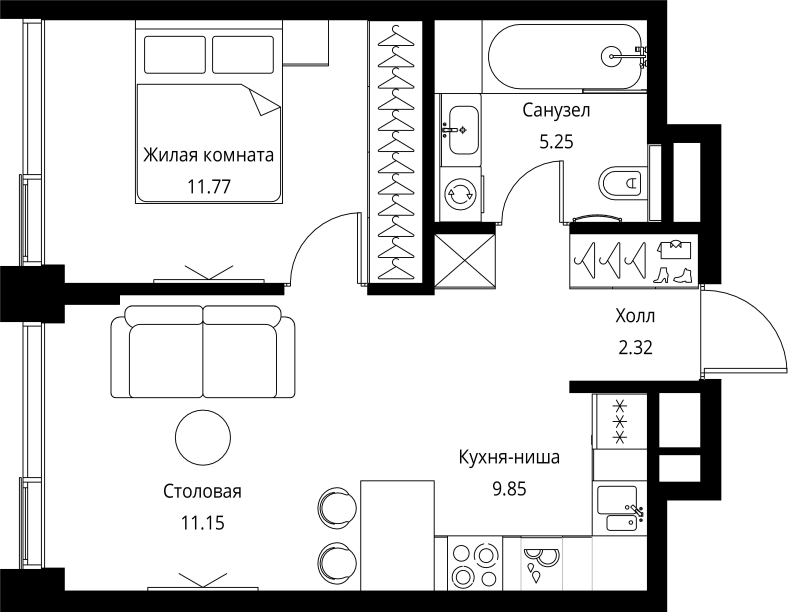 2 ккв (Евро) 40,3 м²
