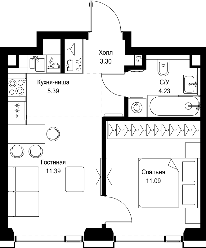 2 ккв (Евро) 35,4 м²