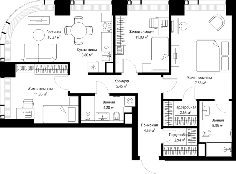 4 ккв (Евро) 85,2 м²